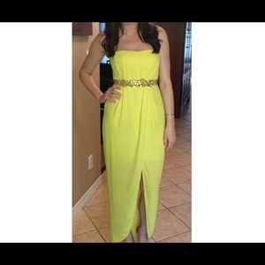 BCBG yellow strapless dress, size 6